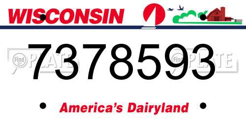 7378593 Wisconsin License Plate