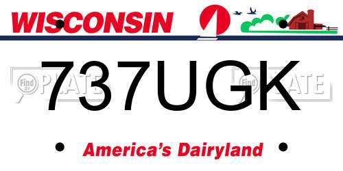 737UGK Wisconsin License Plate