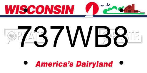 737WB8 Wisconsin License Plate