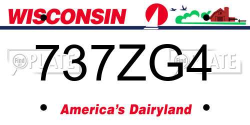 737ZG4 Wisconsin License Plate