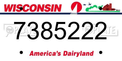 7385222 Wisconsin License Plate