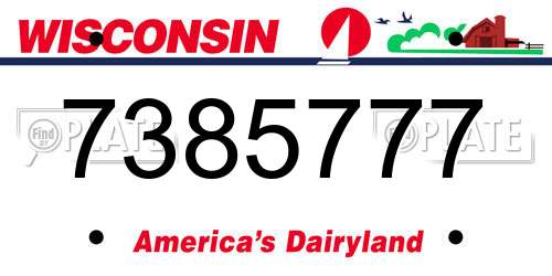 7385777 Wisconsin License Plate