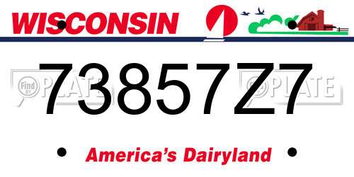 73857Z7 Wisconsin License Plate