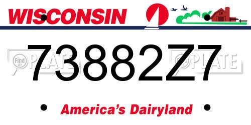 73882Z7 Wisconsin License Plate