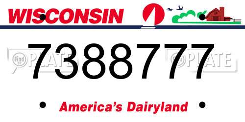 7388777 Wisconsin License Plate