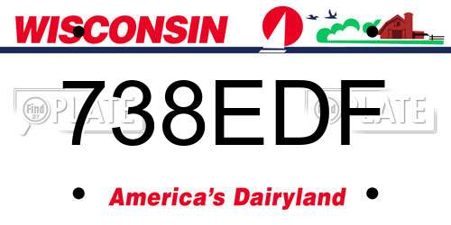 738EDF Wisconsin License Plate