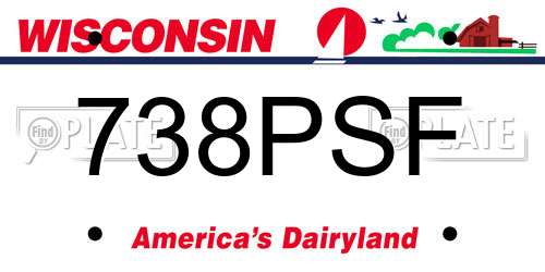 738PSF Wisconsin License Plate