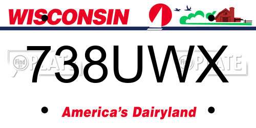 738UWX Wisconsin License Plate