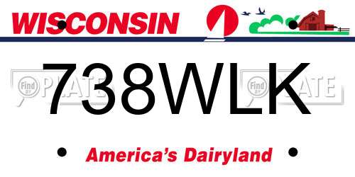 738WLK Wisconsin License Plate
