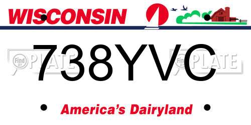 738YVC Wisconsin License Plate