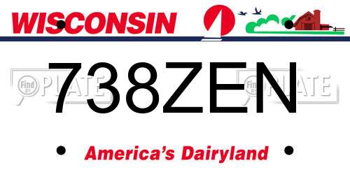 738ZEN Wisconsin License Plate