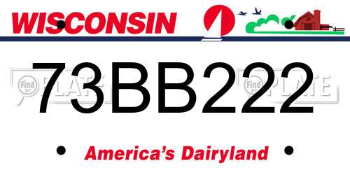 73BB222 Wisconsin License Plate