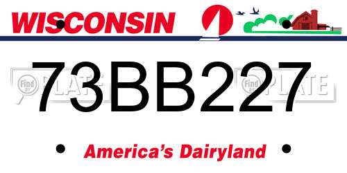 73BB227 Wisconsin License Plate