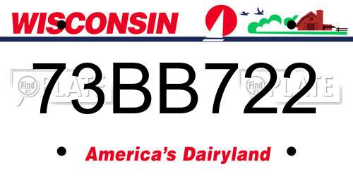 73BB722 Wisconsin License Plate