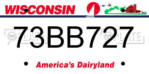 73BB727 Wisconsin License Plate