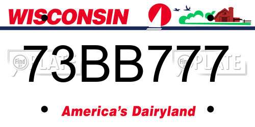 73BB777 Wisconsin License Plate