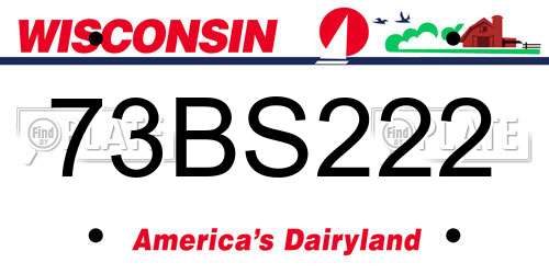 73BS222 Wisconsin License Plate