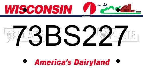 73BS227 Wisconsin License Plate