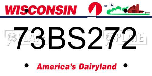 73BS272 Wisconsin License Plate