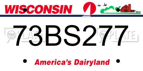 73BS277 Wisconsin License Plate