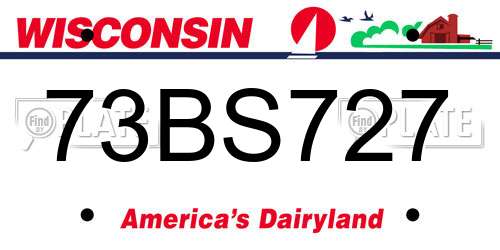 73BS727 Wisconsin License Plate