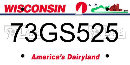 73GS525 Wisconsin License Plate