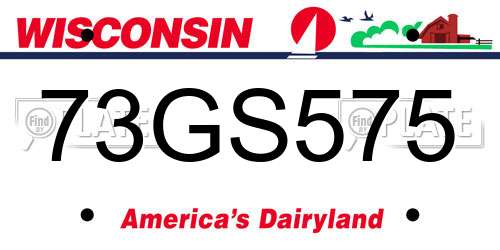 73GS575 Wisconsin License Plate