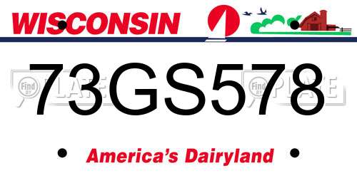 73GS578 Wisconsin License Plate