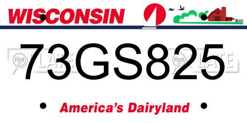 73GS825 Wisconsin License Plate