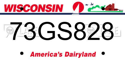 73GS828 Wisconsin License Plate