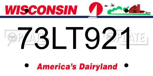 73LT921 Wisconsin License Plate