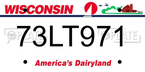 73LT971 Wisconsin License Plate