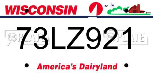 73LZ921 Wisconsin License Plate