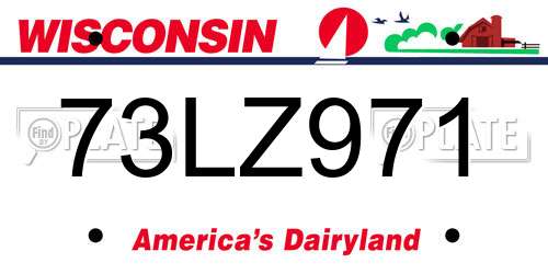 73LZ971 Wisconsin License Plate