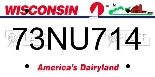73NU714 Wisconsin License Plate