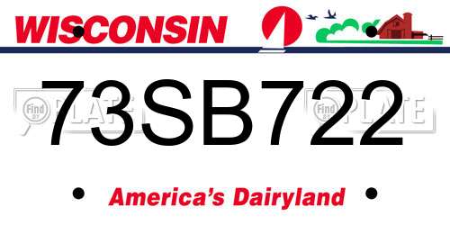 73SB722 Wisconsin License Plate