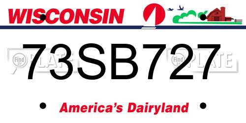 73SB727 Wisconsin License Plate