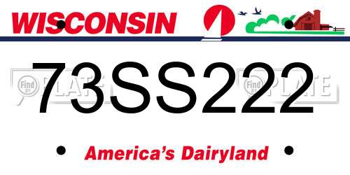73SS222 Wisconsin License Plate
