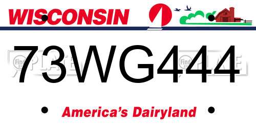 73WG444 Wisconsin License Plate