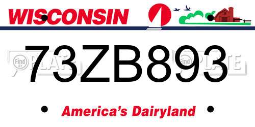 73ZB893 Wisconsin License Plate