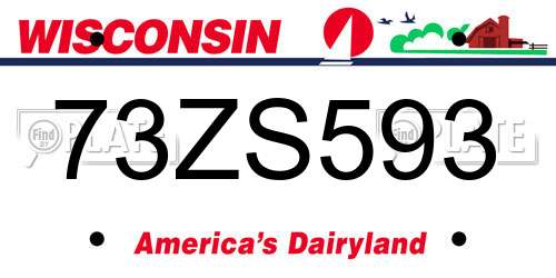 73ZS593 Wisconsin License Plate