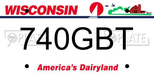 740GBT Wisconsin License Plate