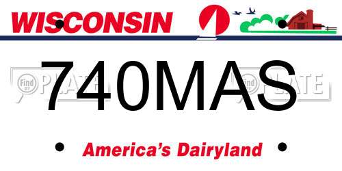 740MAS Wisconsin License Plate