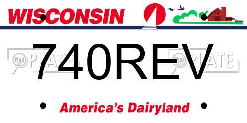 740REV Wisconsin License Plate