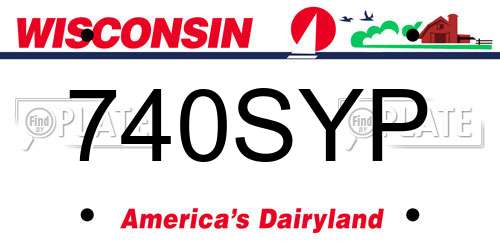 740SYP Wisconsin License Plate