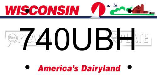 740UBH Wisconsin License Plate