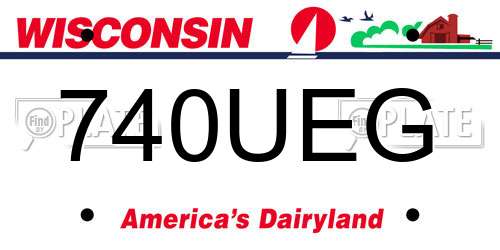740UEG Wisconsin License Plate