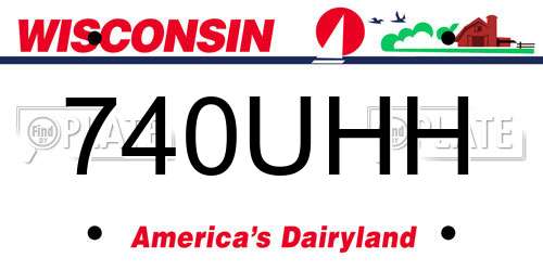740UHH Wisconsin License Plate