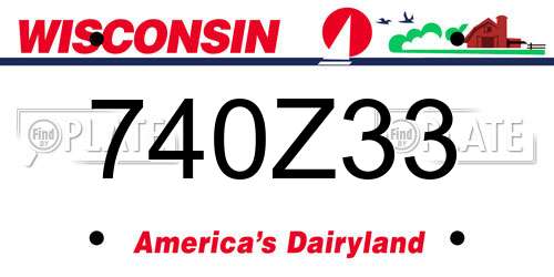 740Z33 Wisconsin License Plate