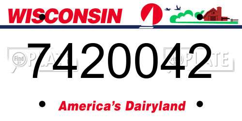 7420042 Wisconsin License Plate